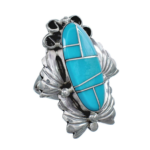 Native American Navajo Turquoise Sterling Silver Ring Size 7-1/2 JX124131